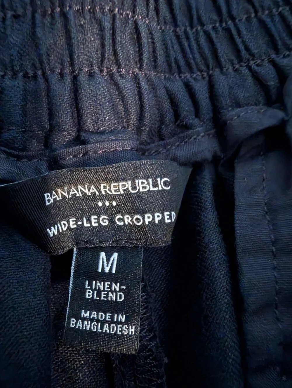 Banana Republic Black Wide-Leg Cropped Chinos Linen Blend Women's Size Med